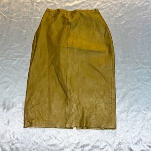 ⚠️Sale ⚠️GOLD 100 % authentic Leather SKIRT # 10